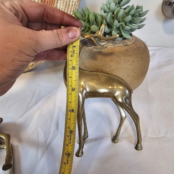 Set Of Three Brass Vintage Deer Decor Sculpture Figure MCM Animal - Picture 8 of 8